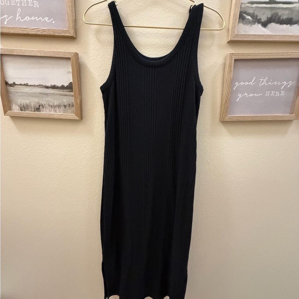 a new day Black Ribbed Midi Tank Dress